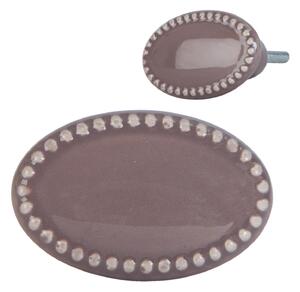 Taupe oválna vintage úchytka - 4*3*4 cm - Clayre & Eef
