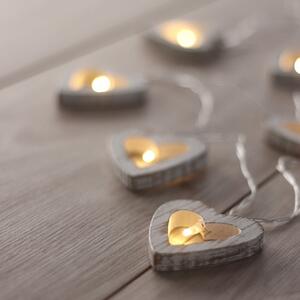 LED svetelná reťaz v tvare srdiečok DecoKing Heart, 10 svetielok, dĺžka 1,65 m