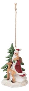 Vianočná ozdoba Santa so zvieratkami - 7 * 6 * 10 cm - Clayre & Eef