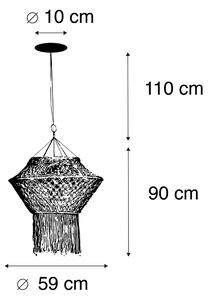 Vidiecka závesná lampa makramé 90 cm - šnúrka
