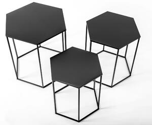 Tutumi - Drôtený príručný stolík - čierna - 46x46 cm - set 3 ks