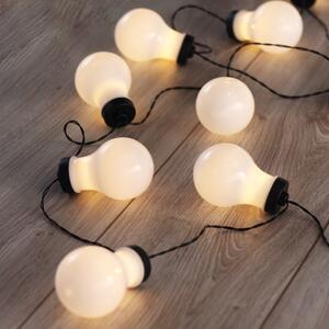 Čierna LED svetelná reťaz v tvare žiaroviek DecoKing Bulb, 10 svetielok, dĺžka 2,2 m
