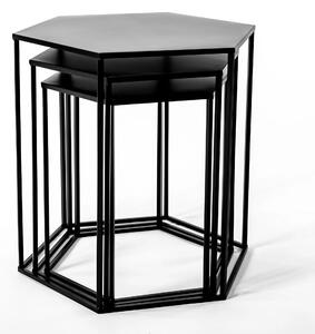 Tutumi - Drôtený príručný stolík - čierna - 46x46 cm - set 3 ks