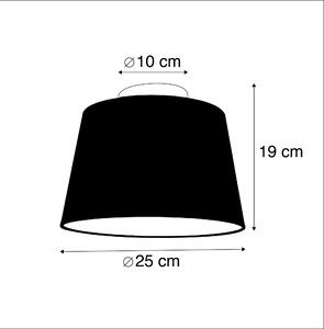 Stropné svietidlo s ľanovým tienidlom čierne 25 cm - kombinované biele