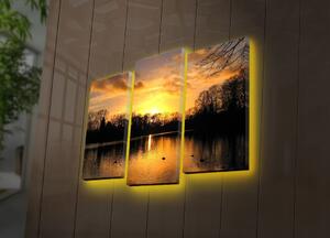 Wallity Viacdielny obraz s LED osvetlením VÝCHOD SLNKA 66 x 45 cm