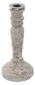 Sklenený svietnik s kamenným poťahom - Ø 10 * 22 cm - Clayre & Eef