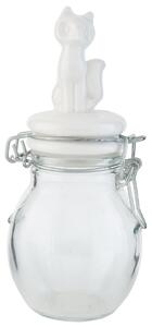 Sklenená dóza s líškou na viečku - Ø 6 * 14 cm / 0,1 L - Clayre & Eef