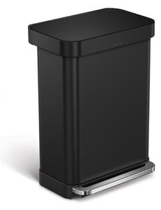 Matne čierny nášľapný oceľový odpadkový kôš 55 l – simplehuman