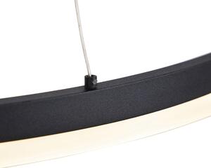 Dizajnové krúžkové závesné svietidlo čierne 80cm vrátane LED a stmievača - Anello