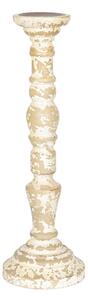 Drevený svietnik s patinou - Ø 15 * 47 cm - Clayre & Eef