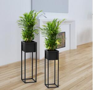 Tutumi - Kovový stojan na kvety - čierna - 60x21x21 cm