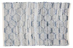 Modrobiely bavlnený koberec s ornamentmi a strapcami- 60*90 cm - Clayre & Eef