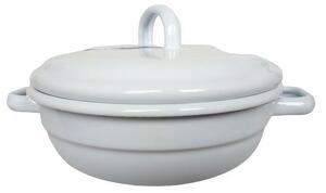 Biela smaltovaná misa s pokrievkou White blue - Ø 16*8cm - Münder Email