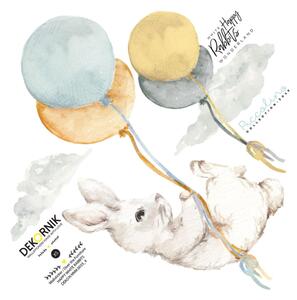 Sada 8 nástenných samolepiek Dekornik White Happy Rabbits
