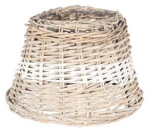 Ratanové tienidlo na lampu s bielym pruhom - Ø 23 * 16 cm / E27 - Clayre & Eef