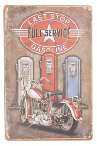 Farebná kovová ceduľa FULL SERVICE GASOLINE s úmyselným odieraním a patinou- 20 * 30 cm - Clayre & Eef