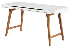 Písací stôl DELIE biela/buk