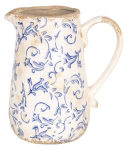 Retro džbán s modrými kvetmi - 17 * 12 * 18 cm - Clayre & Eef