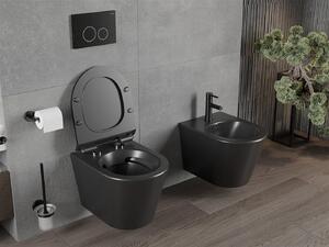 Mexen Rico závesné wc rimless s toaletným sedátkom Slim z duroplastu, čierna matná - 30720185