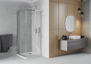 Mexen Rio štvorcový sprchovací kút 90 x 90 cm, 5mm sklo, chrómový profil-číre sklo + slim sprchová vanička 5cm, 860-090-090-01-00-4010