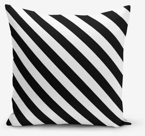 Čierno-biela obliečka na vankúš s prímesou bavlny Minimalist Cushion Covers Black White Seriti, 45 × 45 cm