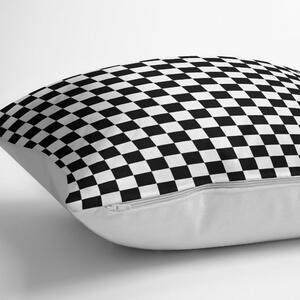 Čierno-biela obliečka na vankúš s prímesou bavlny Minimalist Cushion Covers Black White Ekose, 45 × 45 cm