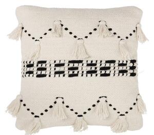 Krémový vankúš so strapcami Tassel - 45 * 45 * 4 cm - J-Line by Jolipa