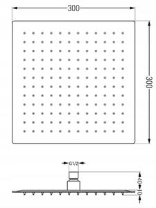 Mexen Cube DR02 podomietkový vaňový a sprchový set s hlavovou sprchou 25x25 cm (7v1), grafitová, 77503DR0225-66