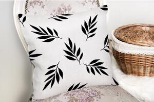 Čierno-biela obliečka na vankúš s prímesou bavlny Minimalist Cushion Covers Black White Leaf, 45 × 45 cm