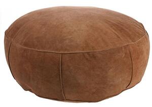 Hnedý kožený pouf Fringe XL - Ø 80 * 20 cm - HKLIVING