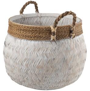 Biely bambusový košík s ušami Canasta - Ø 58 * 43 cm - J-Line by Jolipa