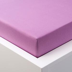Napínacia plachta na posteľ jersey s elastanom fialová 180 x 200 cm