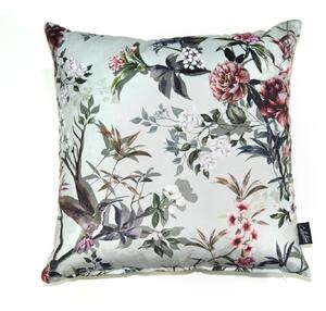 Zelený zamatový vankúš s kvetmi Luisa rozo- 45 * 45cm - Collectione