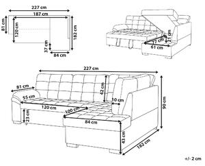 Rohová rozkladacia sedacia súprava sivá zamatová čalúnená ľavá pohovka s úložným priestorom