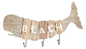 Drevený vešiak veľryba Beach - 58 * 5 * 27 cm - Clayre & Eef