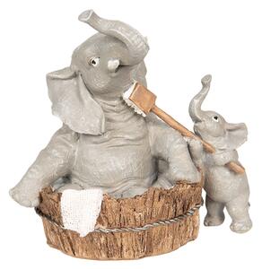 Dekoratívne soška slonov pri kúpaní - 13 * 9 * 13 cm - Clayre & Eef
