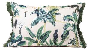 Ružový zamatový vankúš Tropical Bird - 35 * 50cm - Colmore by Diga