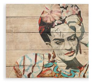 Nástenná ceduľa z borovicového dreva Madre Selva Collage of Frida, 40 × 60 cm