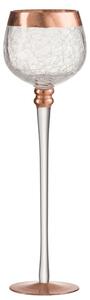 Sklenený svietnik na nohe s popraskaním Copper - Ø 9*30cm - J-Line by Jolipa