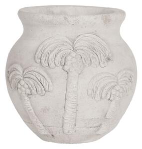 Sivý cementový kvetináč Palmy - Ø 15*14 cm - Clayre & Eef