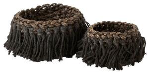 Sada 2 prírodných tmavých košíkov Woven z trávy - Ø 31 * 27 cm - J-Line by Jolipa