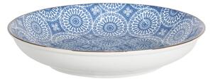Hlboký tanier s modrým kvetinovým ornamentom BlueSnow - Ø 20 * 4 cm - Clayre & Eef