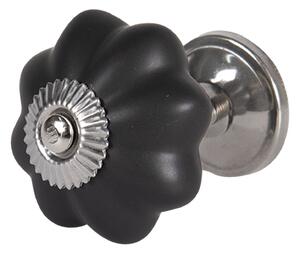 Čierna keramická úchytka kvetina mat - Ø 4 cm - Clayre & Eef