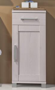 Kúpeľňová bočná skrinka Poseidon, bielený smrekovec