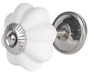 Biela keramická úchytka kvetina mat - Ø 4 cm - Clayre & Eef