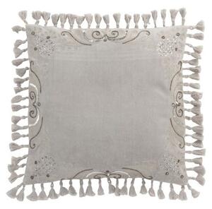 Zamatový šedý vankúš Moroccan II so strapcami - 45*45 cm - J-Line by Jolipa