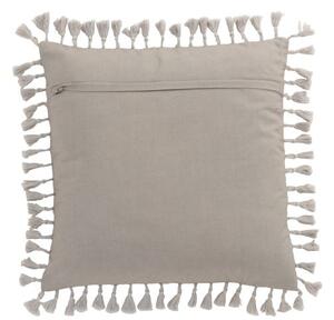 Zamatový šedý vankúš Moroccan so strapcami - 45*45 cm - J-Line by Jolipa