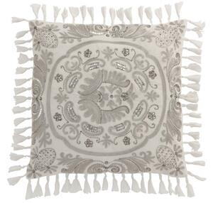 Zamatový smotanový vankúš Moroccan so strapcami - 45 * 45 cm - J-Line by Jolipa