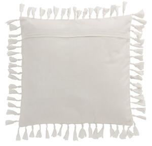 Zamatový smotanový vankúš Moroccan so strapcami - 45 * 45 cm - J-Line by Jolipa