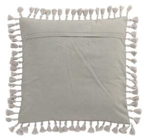 Zamatový šedý vankúš Moroccan II so strapcami - 45*45 cm - J-Line by Jolipa